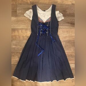 Blue and White polka dot Dirndl